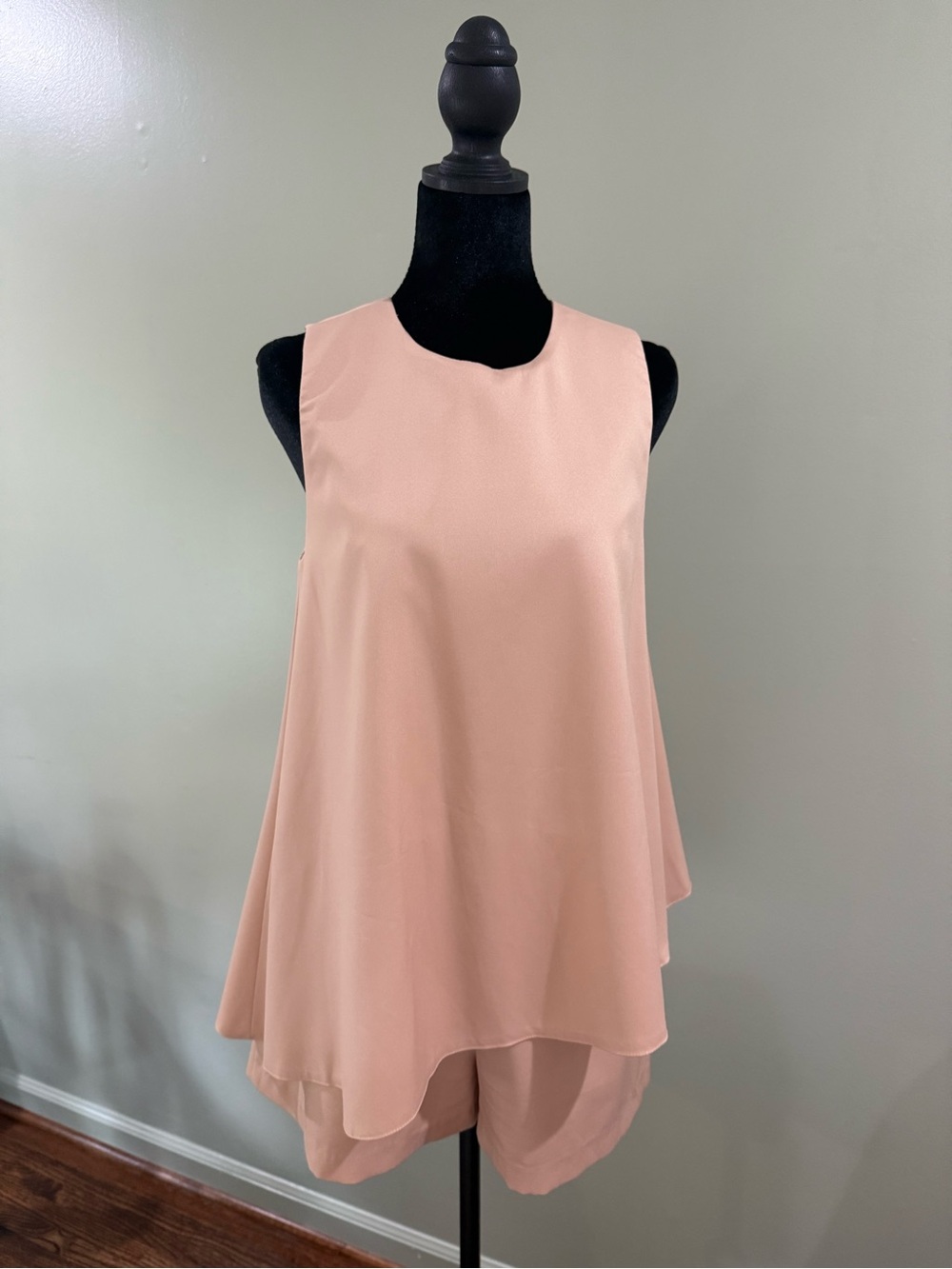 Peach Blush Sleeveless Layered romper